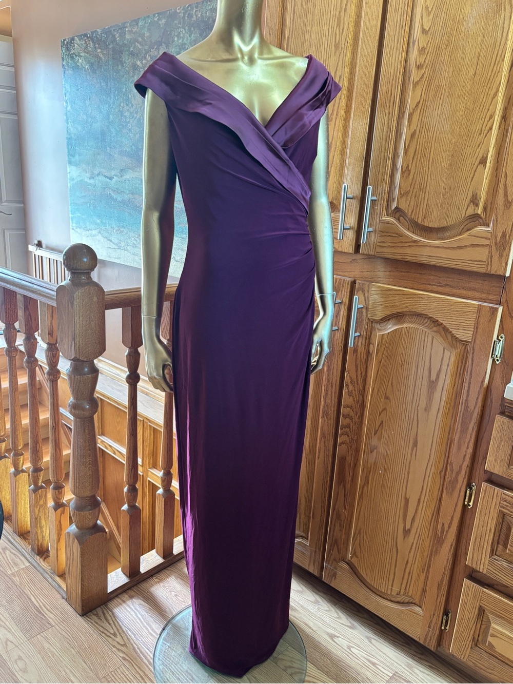 Lauren Ralph Lauren One-Shoulder Plum Evening Dress